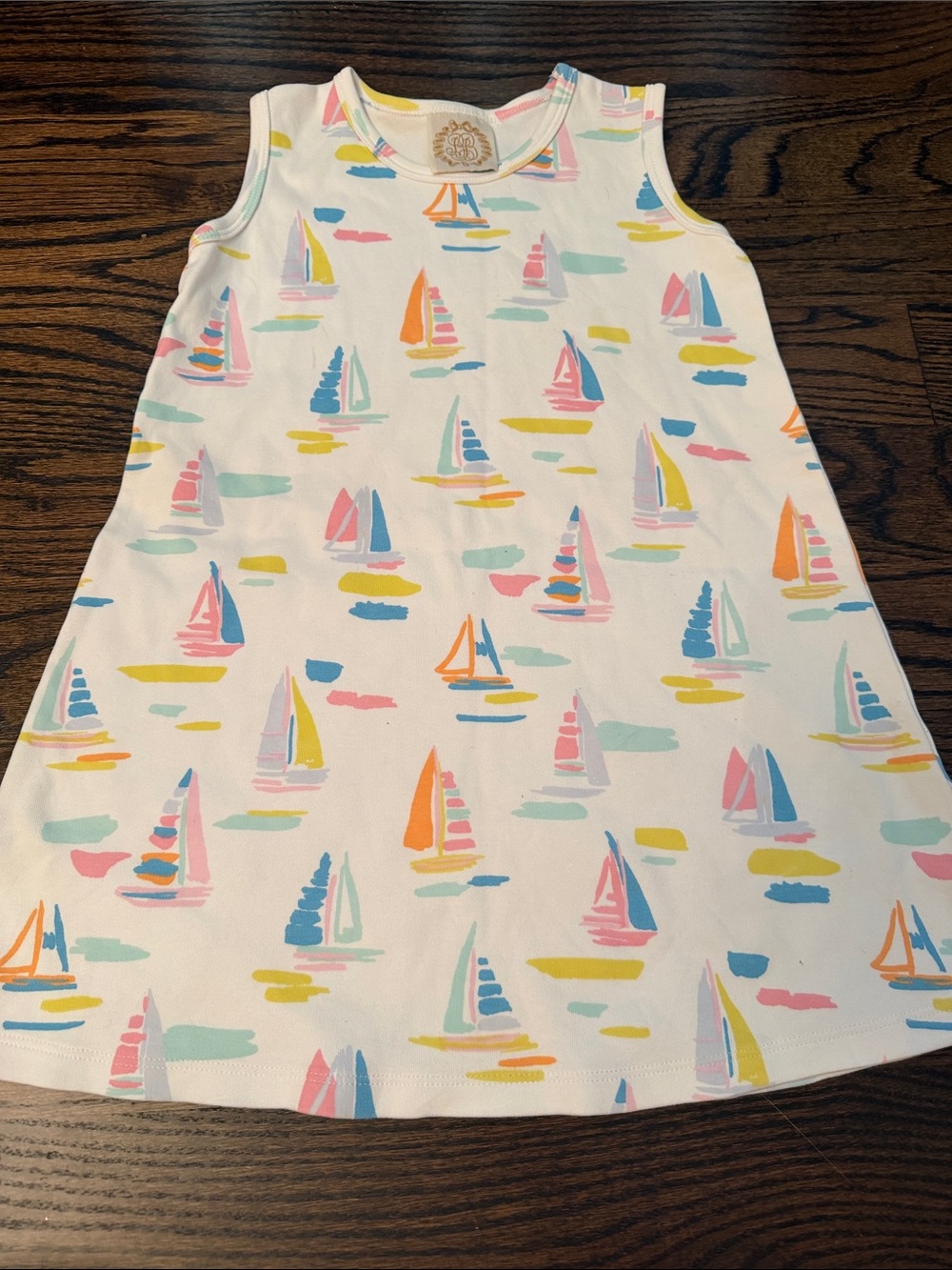 The Beaufort Bonnet Company White Kids Dress with Multicolor Sailboats